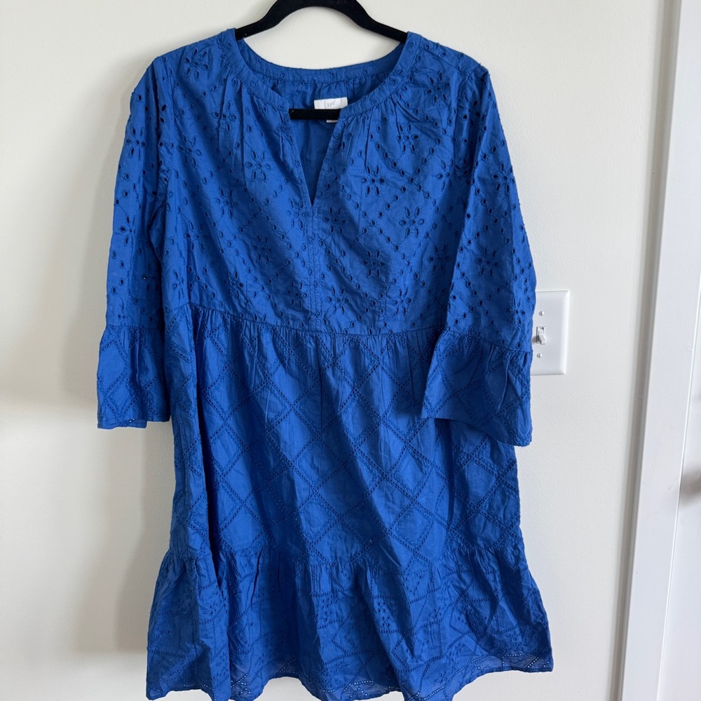 J. Jill Tiered Eyelet Dress Amalfi Coast